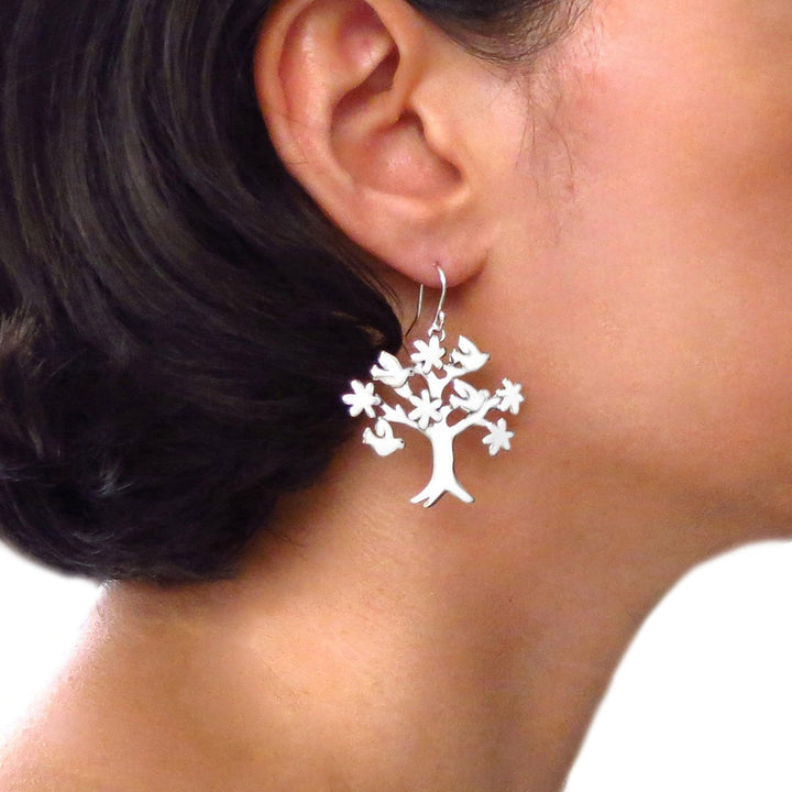 Tree of Life Sterling Silver Dangle Earrings for Women