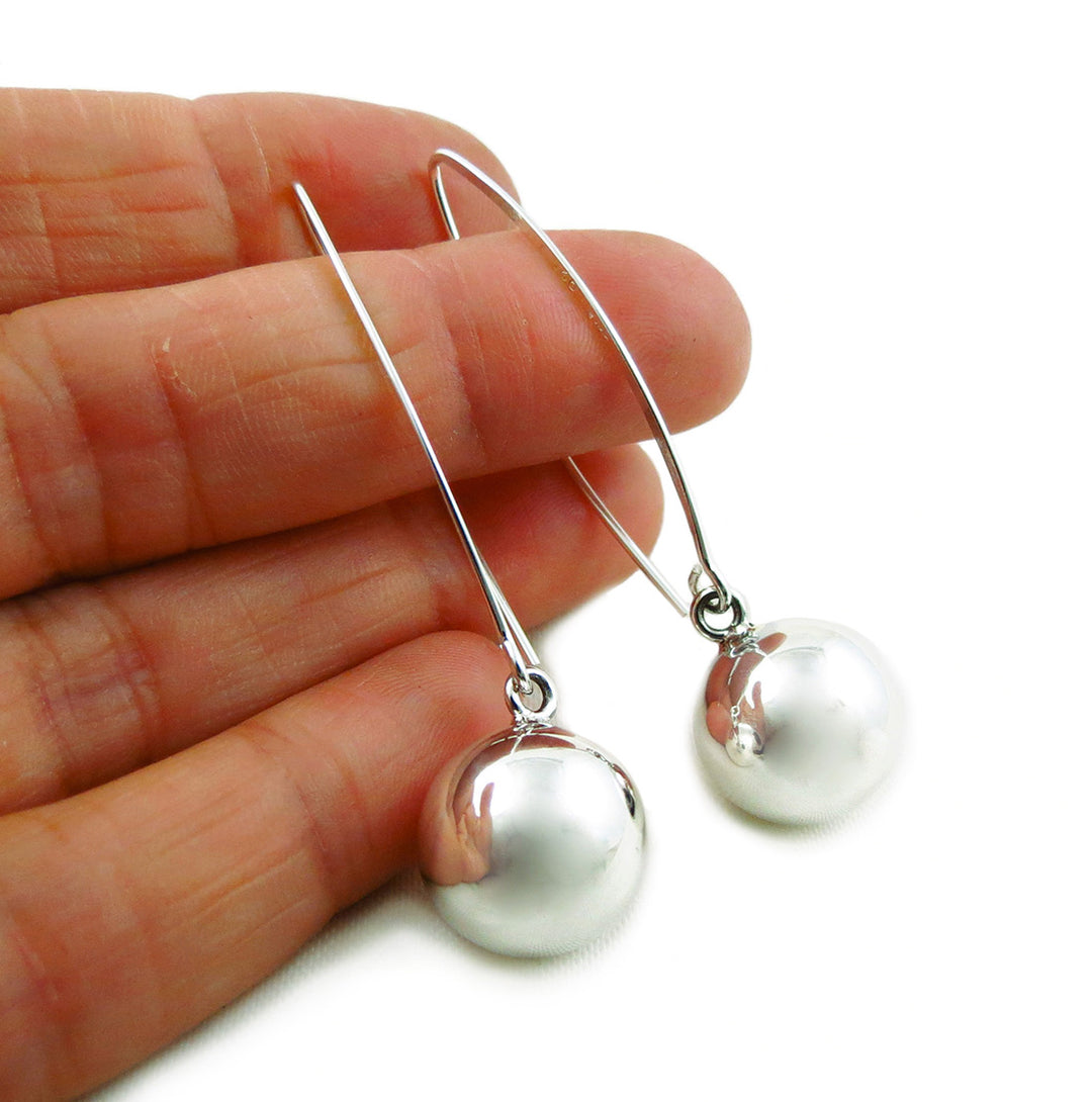 Sterling Silver Threader Ball Bead Dangle Earrings