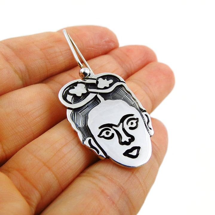 Maria Belen Handmade Frida 925 Sterling Taxco Silver Drop Earrings