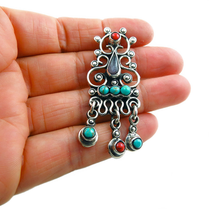 Taxco Handmade 925 Sterling Silver Matl Inspired Large Drop Earrings