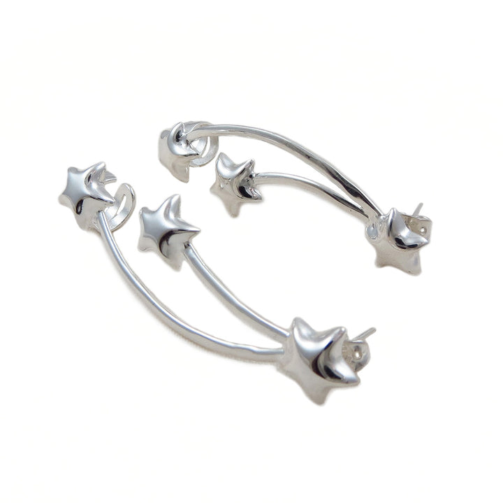 Silver Ear Cuff Climber Earrings