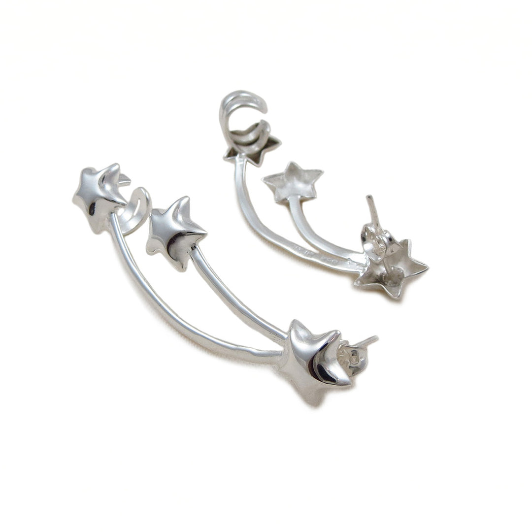 Silver Ear Cuff Climber Earrings