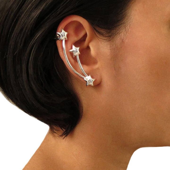 Silver Ear Cuff Climber Earrings