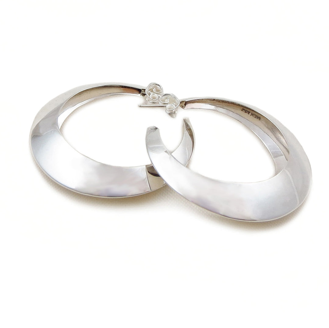 Large Sterling Silver Boho Hoop Earrings