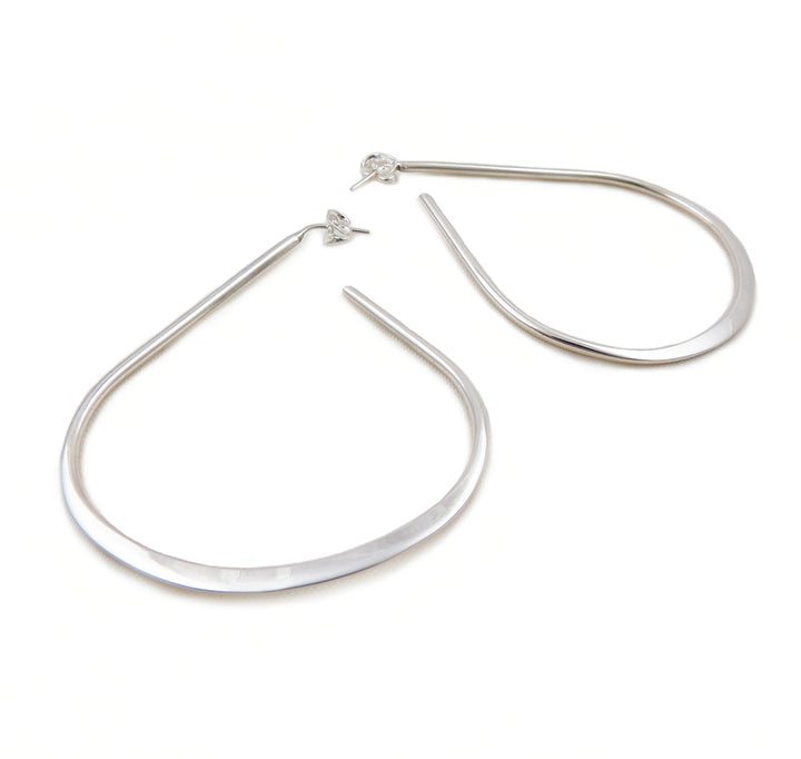 Large Handmade 925 Sterling Silver Hoop Drop Earrings