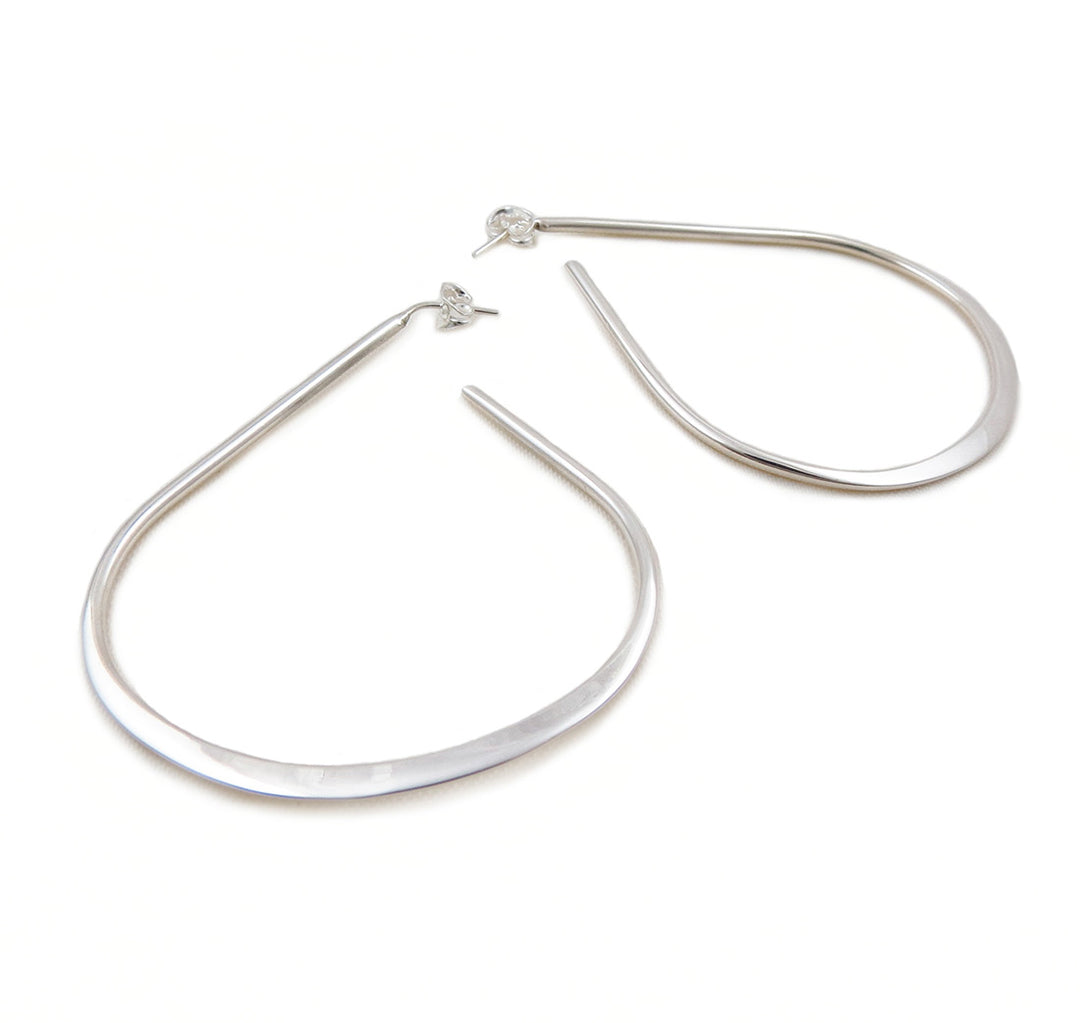 Wide Hoops 925 Sterling Silver Teardrop Earrings