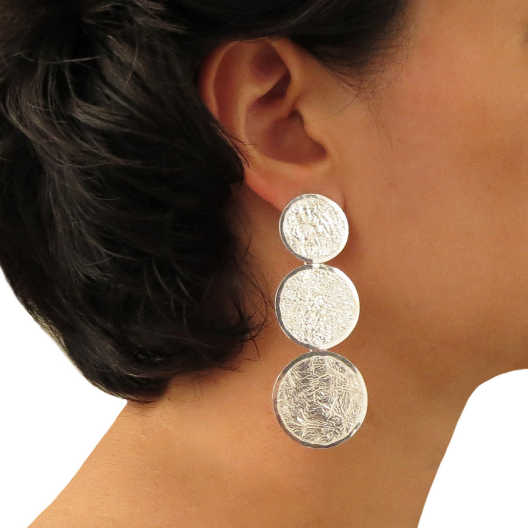 Maria Belen Reticulated Sterling Silver Chandelier Earrings