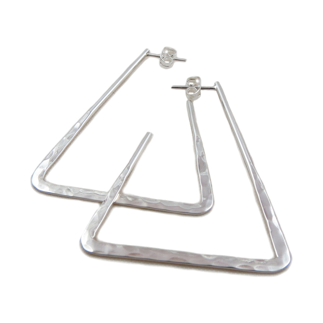 Large Triangle Solid 925 Sterling Silver Earrings