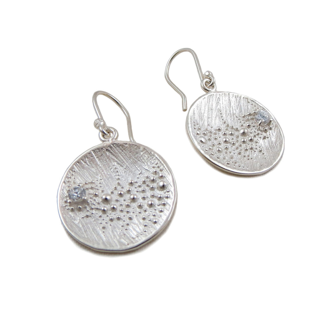 Crater 925 Sterling Silver Circle Drop Earrings