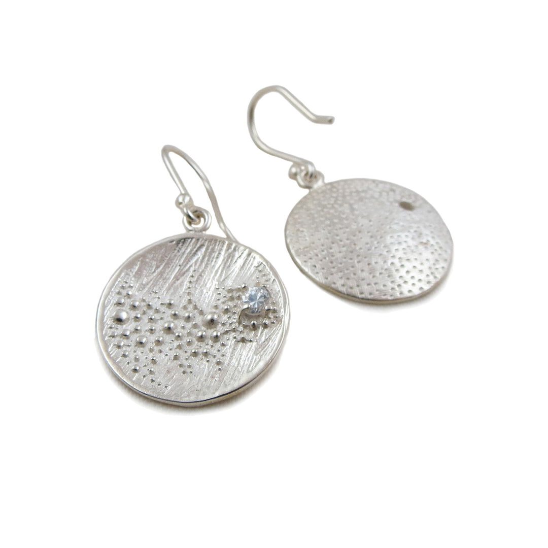 Crater 925 Sterling Silver Circle Drop Earrings