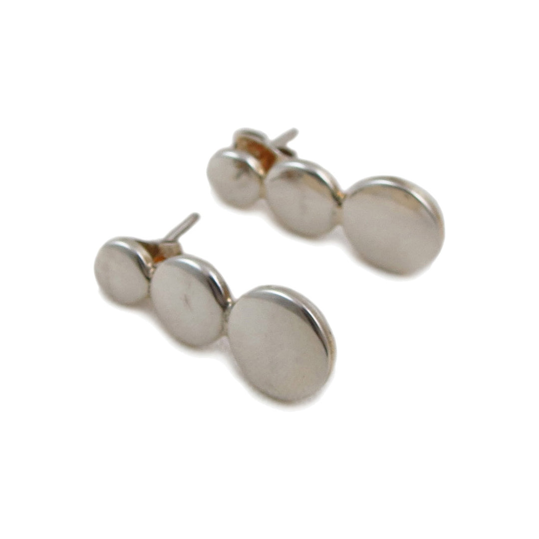 Triple Circle Solid 925 Sterling Silver Earrings