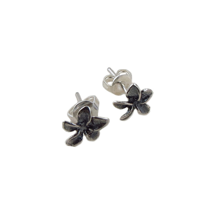 Small Two Tone 925 Silver Flower Stud Earrings
