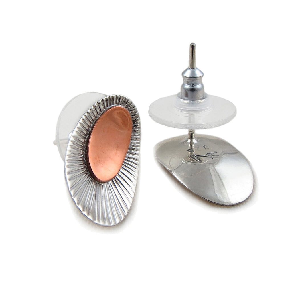 Handmade 925 Sterling Silver and Copper Earrings for Women