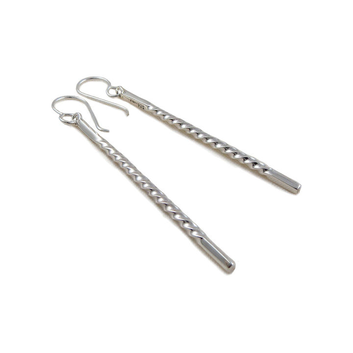 Long Twisted Drop 925 Sterling Silver Earrings Gift Boxed