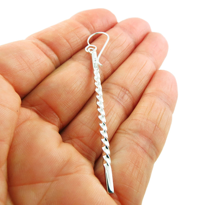 Long Twisted Drop 925 Sterling Silver Earrings Gift Boxed