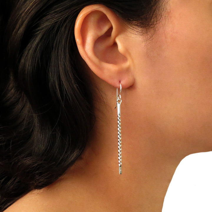 Long Twisted Drop 925 Sterling Silver Earrings Gift Boxed