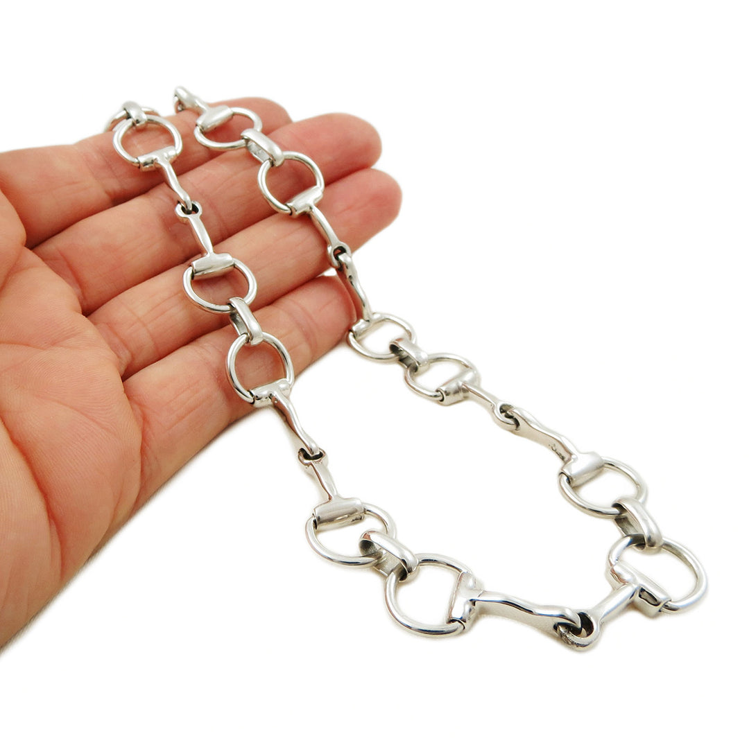 Hallmarked Solid Sterling 925 Silver Horsebit Snaffle Necklace