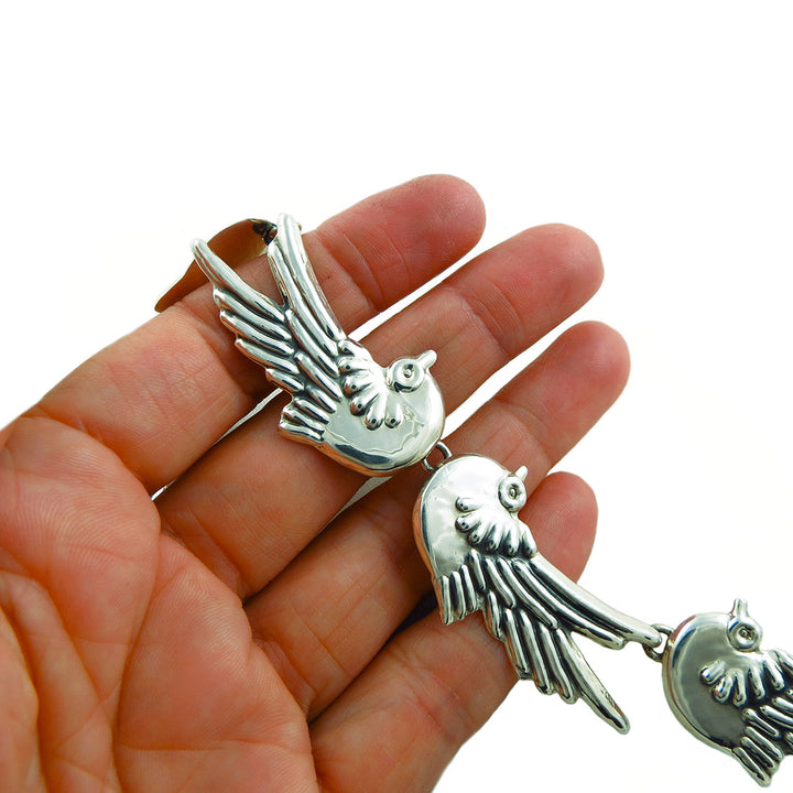 Sterling Silver Bird Dove Maria Belen Taxco Designer Necklace