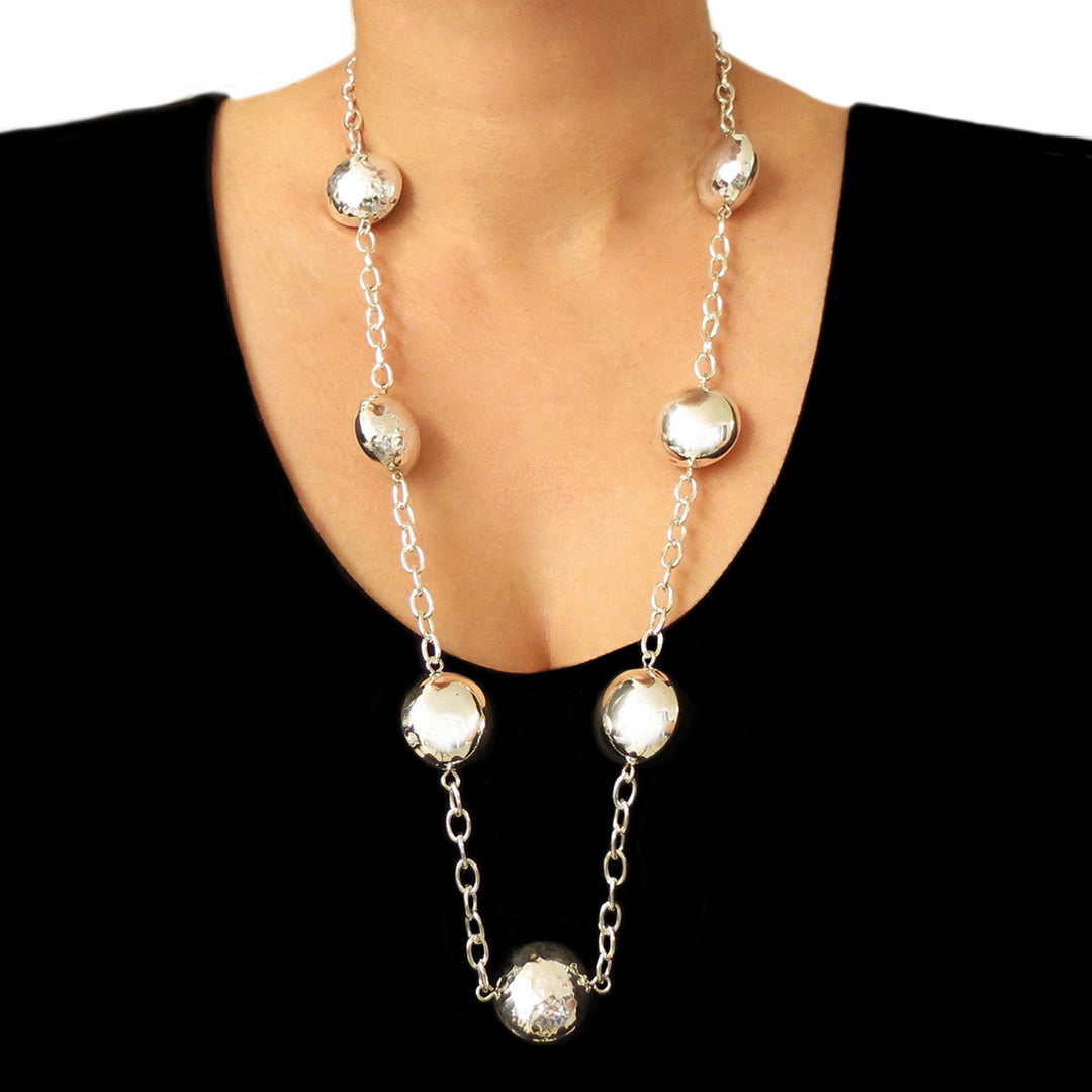 Extra Long Sterling Silver Bead Chain Necklace