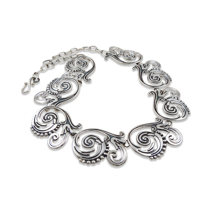 Maria Belen Taxco Designer 925 Sterling Silver Large Flower Necklace