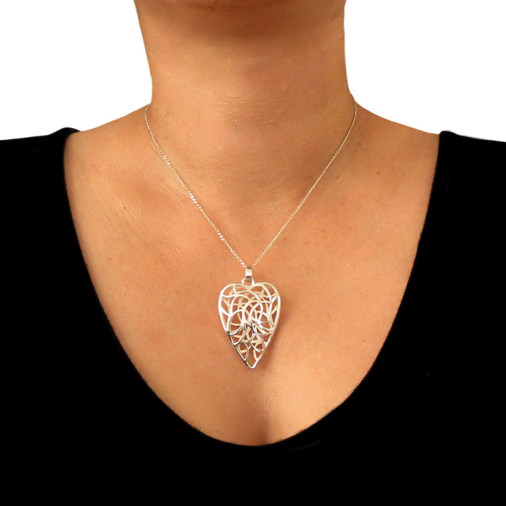 Sterling Silver Vine Heart Necklace