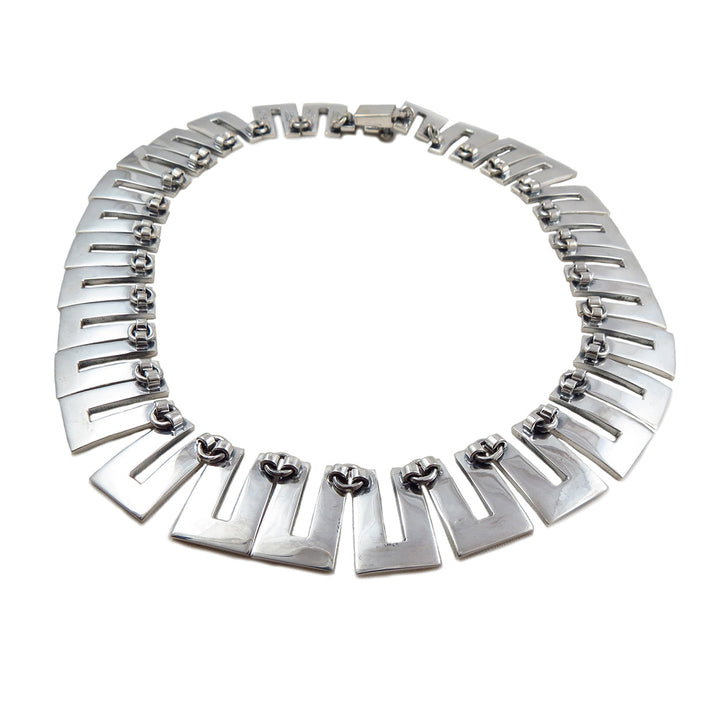 Melesio Rodriguez Taxco Sterling 925 Silver Domino Two Tone Necklace