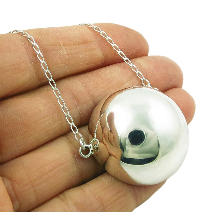 Circle 925 Sterling Silver Ball Bead and Chain Necklace