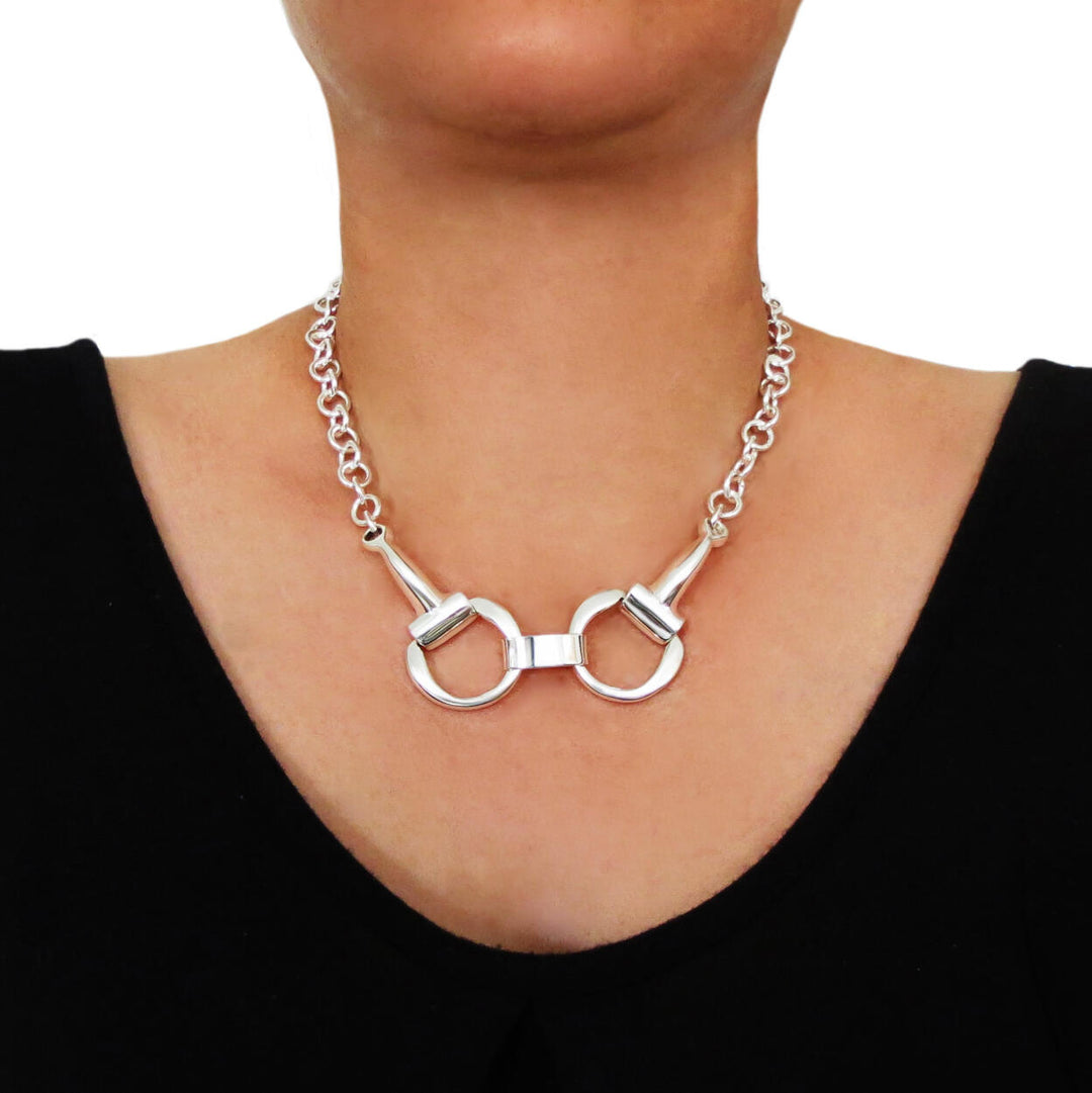 Horsebit Snaffle Sterling Silver Riding Tack Necklace