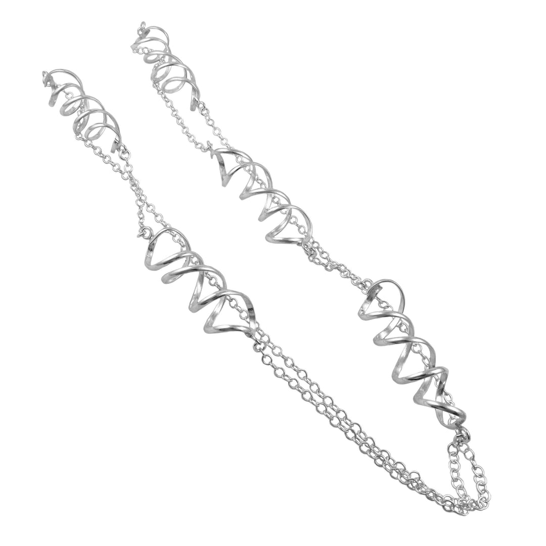 Extra Long Spiral 925 Sterling Silver Chain Necklace