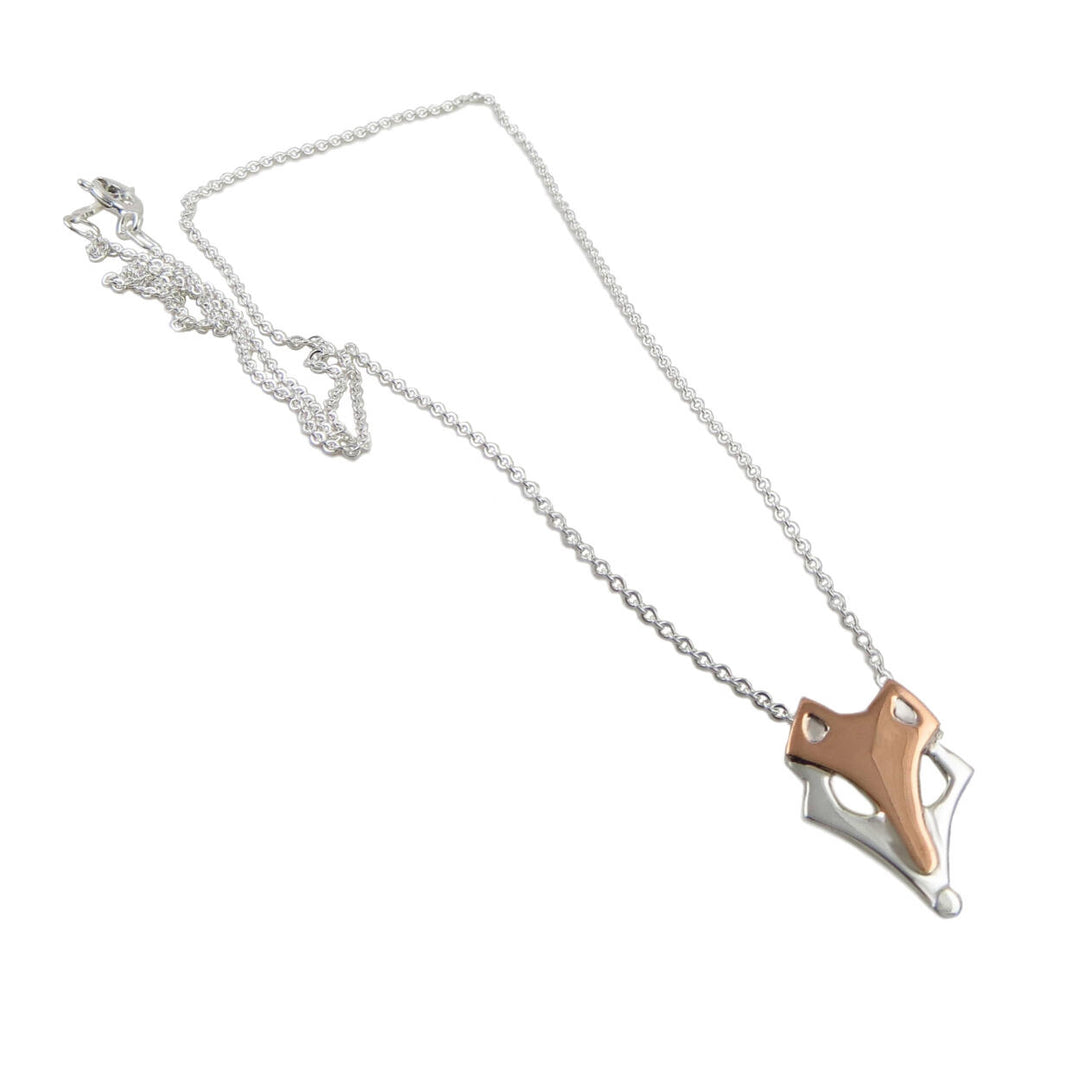 Fox Animal 925 Sterling Silver and Copper Chain Necklace