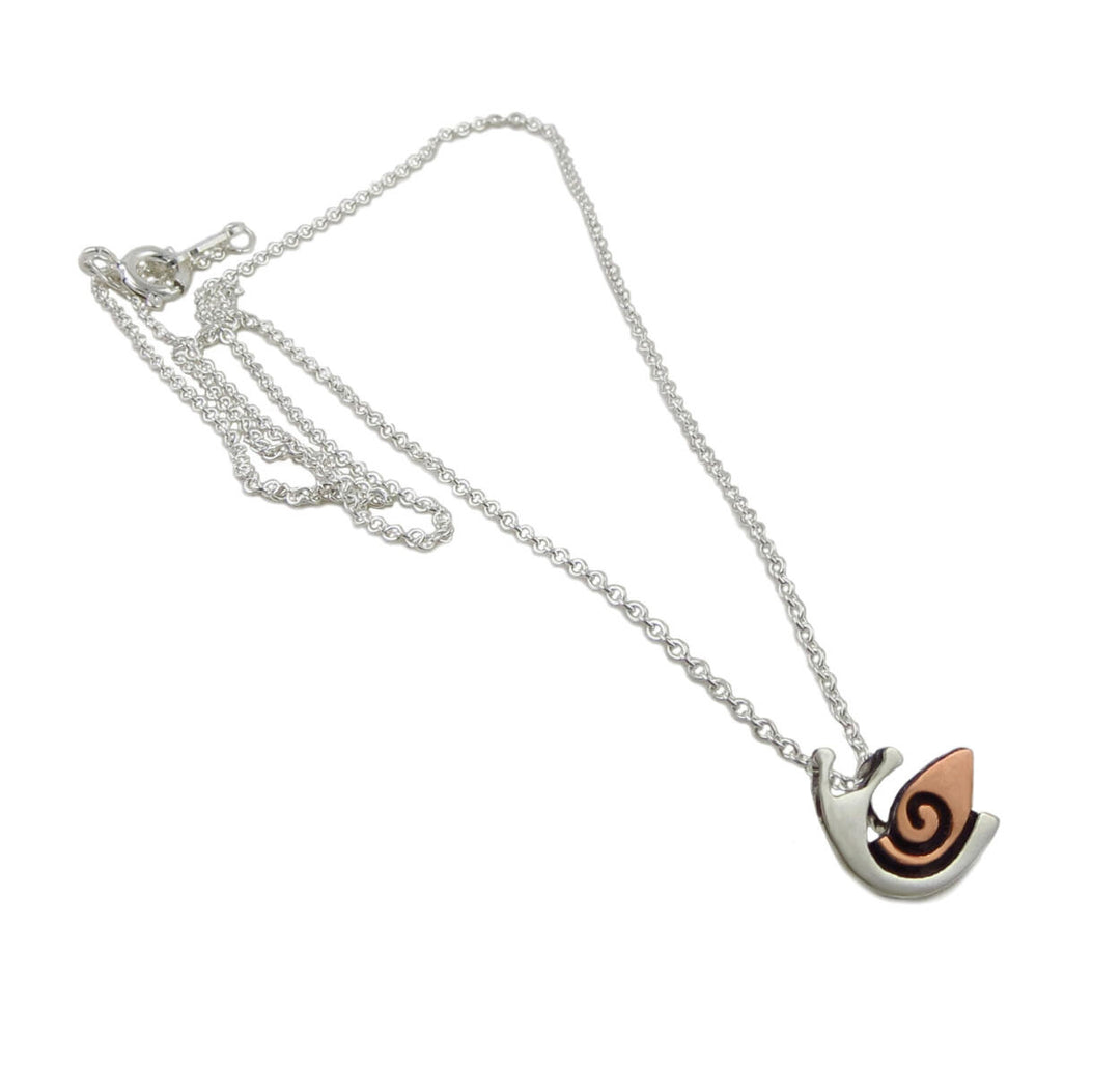 Snail 925 Silver and Copper Chain Necklace in a Gift Box
