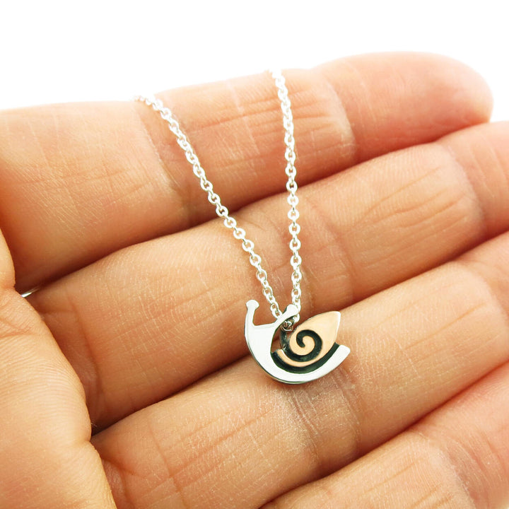 Snail 925 Silver and Copper Chain Necklace in a Gift Box