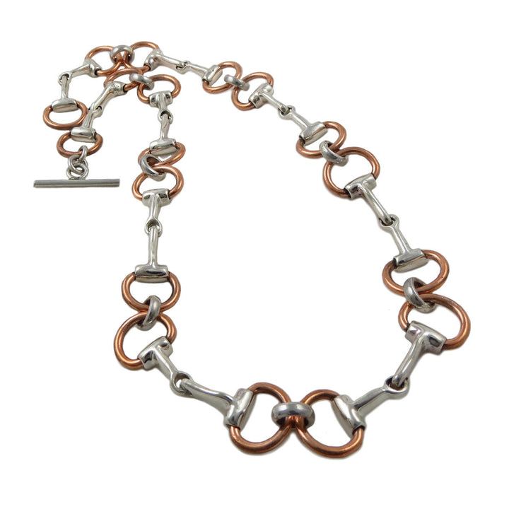 Handmade Sterling Silver and Copper Horsebit Snaffle Necklace