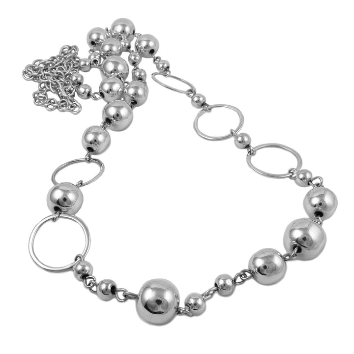 Extra Long Ball Bead 925 Sterling Silver Chain Necklace