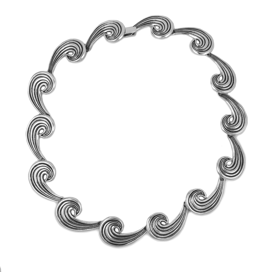 Maria Belen Designer 925 Sterling Silver Taxco Wave Necklace