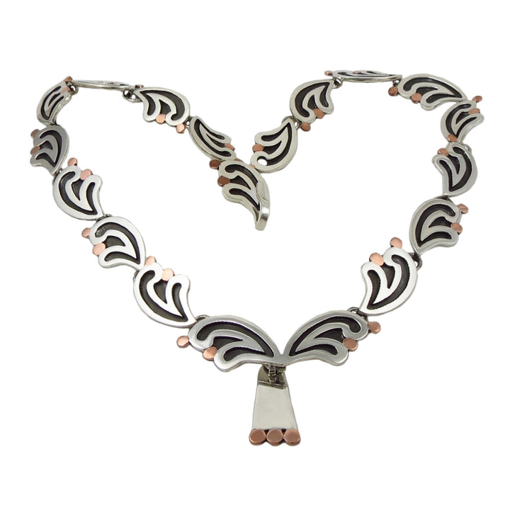 Maria Belen Taxco Sterling Silver and Copper Fern Necklace