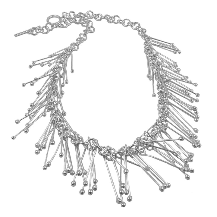 Sticks Hallmarked 925 Sterling Silver Bib Multi Drop Necklace