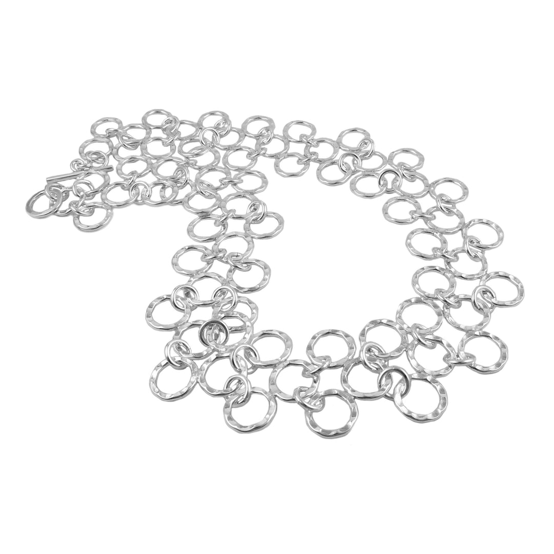 Wide Solid 925 Sterling Silver Circle Link Necklace