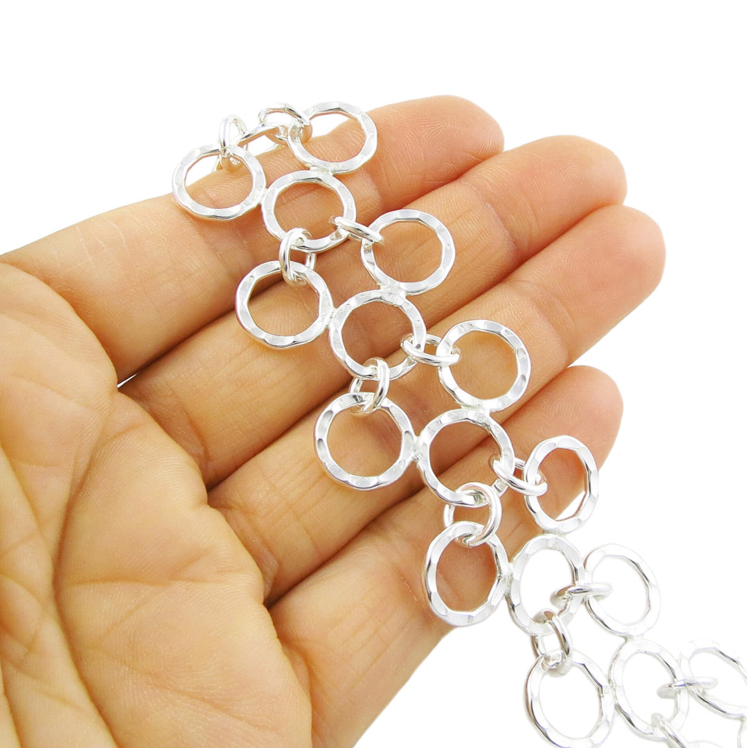 Wide Sterling Silver Circle Link Necklace