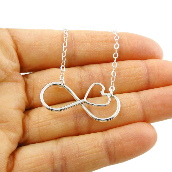Infinity Love Heart 925 Silver Chain Necklace