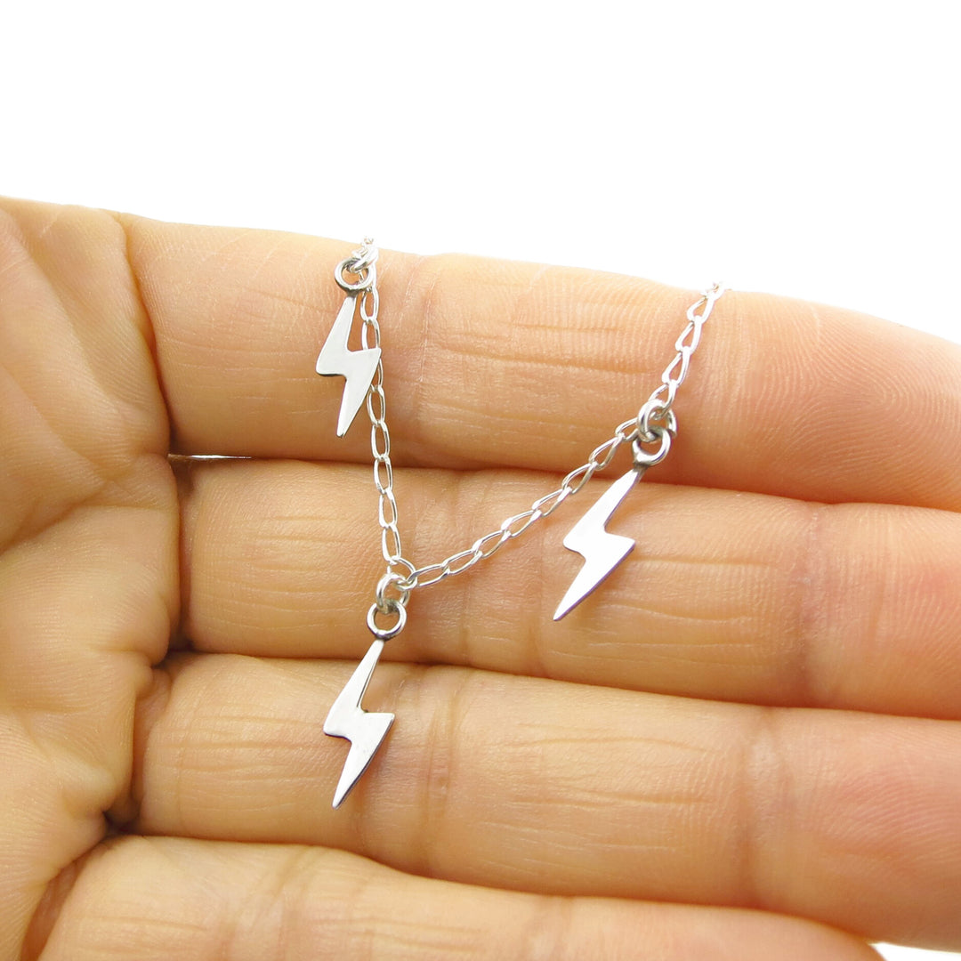 Lightening Bolt 925 Silver Chain Necklace