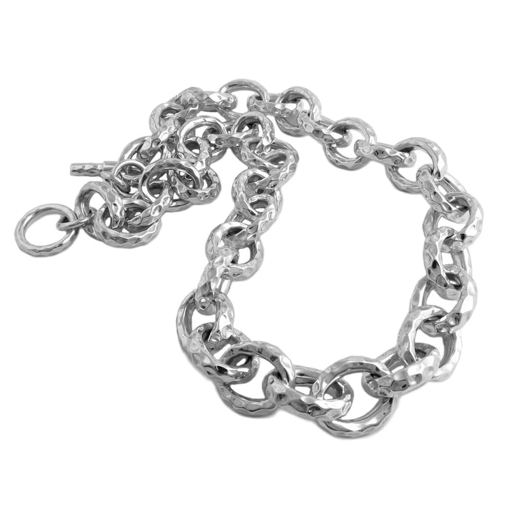 Large Chunky Curb Chain Hallmarked Sterling Silver Necklace