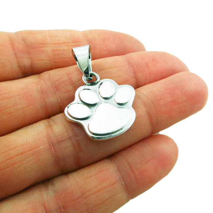 Animal Paw Print Sterling Silver Pendant Necklace