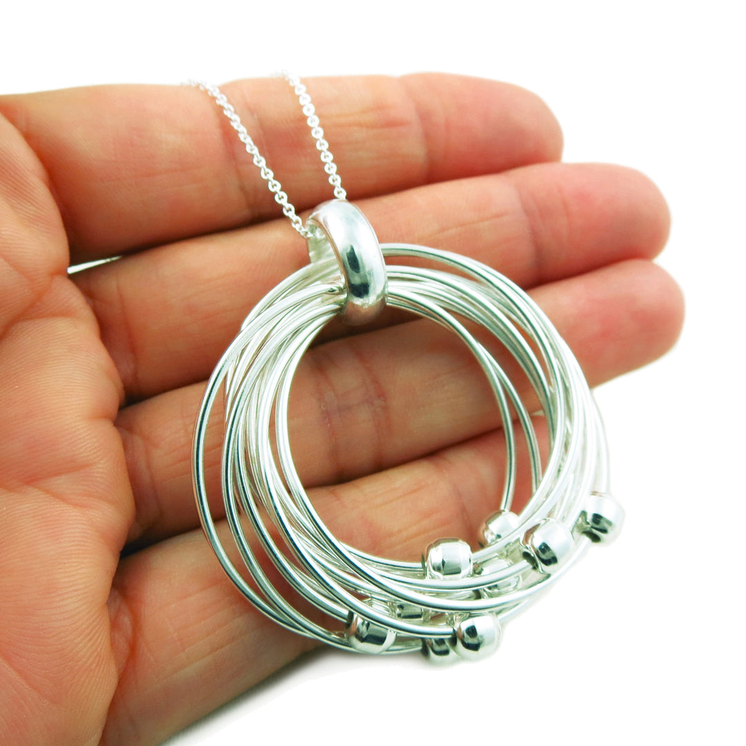 Sterling Silver Multi Loop Infinity Circle Pendant Necklace