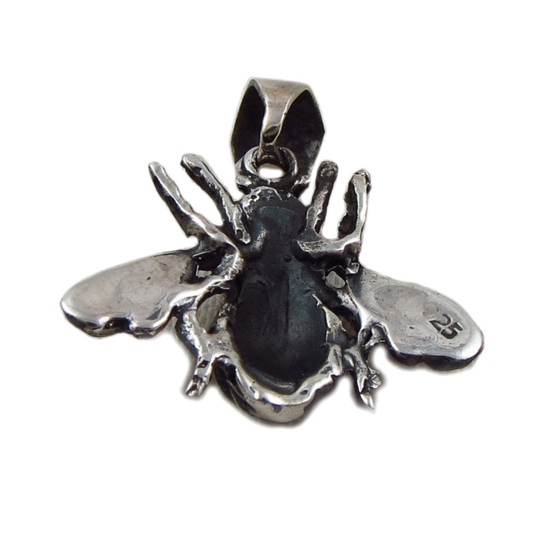 925 Sterling Silver Bumblebee Insect Bee Pendant Necklace