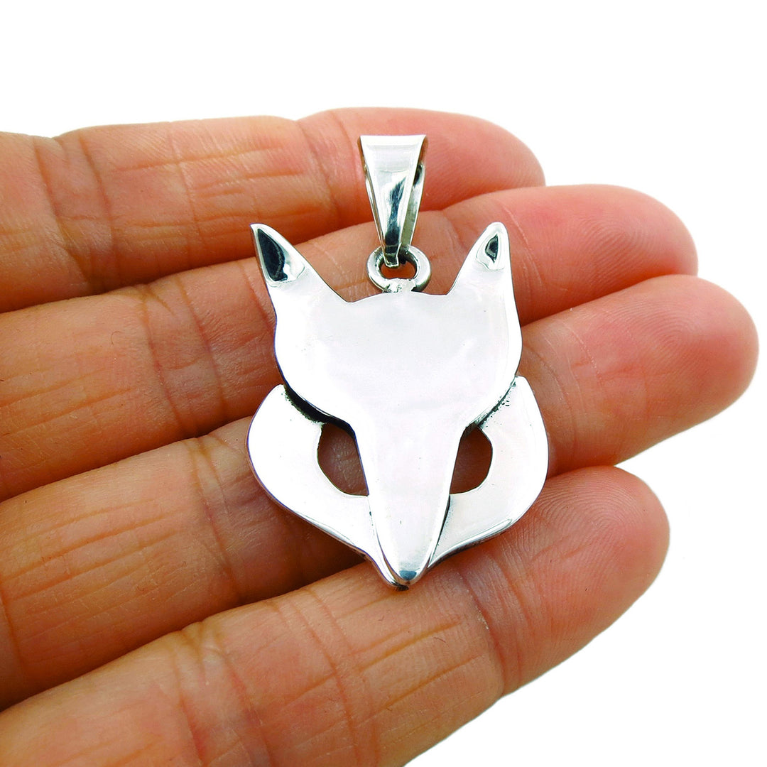 Fox Animal 925 Solid Sterling Silver Pendant Necklace