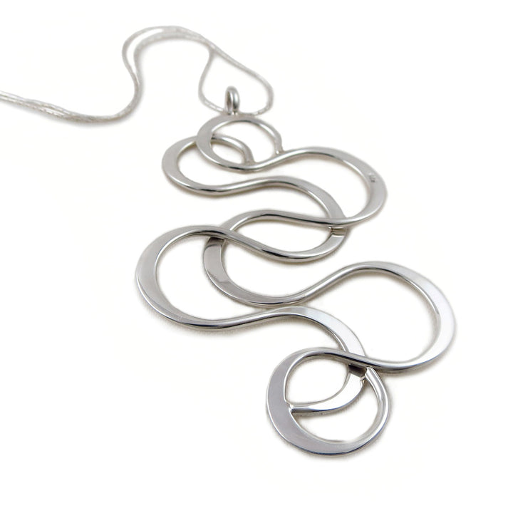 Large Sterling Silver Swirl Pendant Necklace