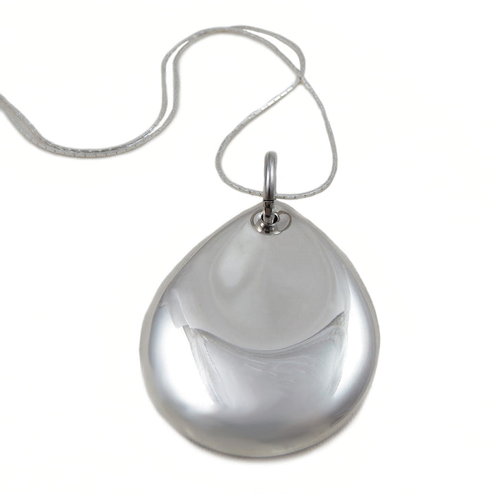 Large Oval Pendant Solid 925 Sterling Silver Drop Necklace