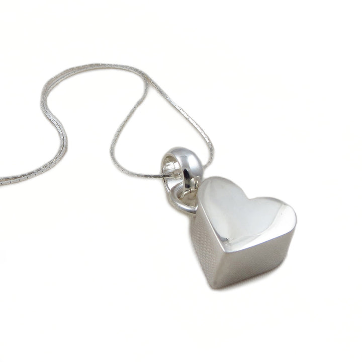 Love Heart 925 Sterling Silver Three Dimensional Pendant Necklace