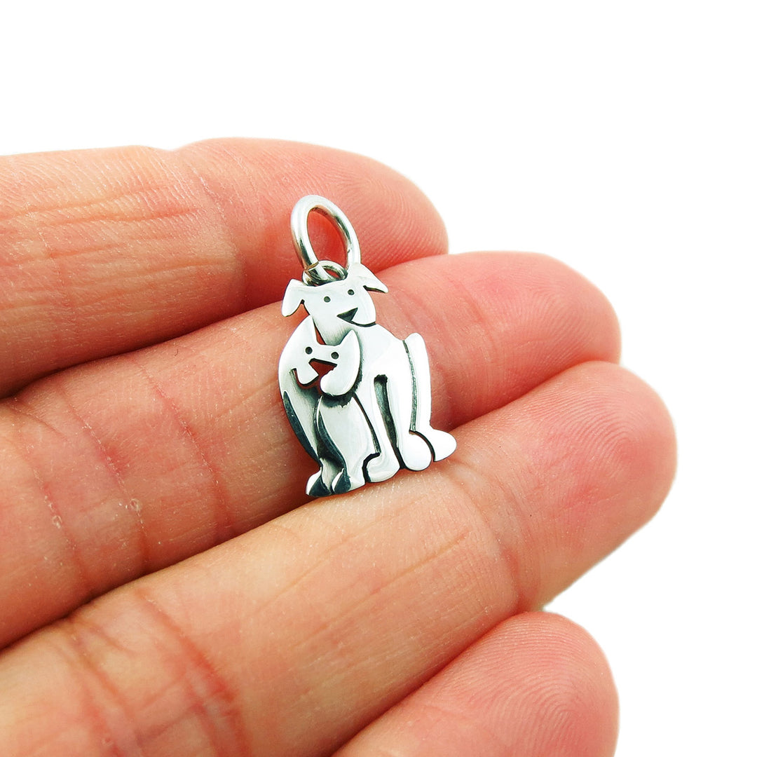 Dog and Cat Animal 925 Sterling Silver Pendant